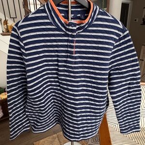 Lands' End Navy and White Striped Sweater
